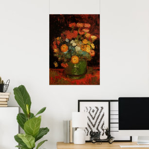 Poster Vase Still Life avec Zinnias par Vincent van Gogh