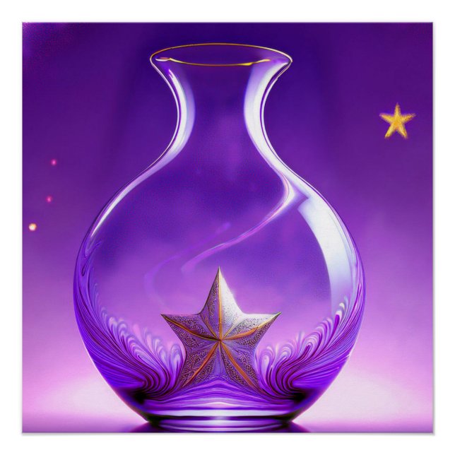 Poster Vase Violet Transparent Avec Étoile Tout Sous Dôme (Devant)