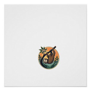Poster Vecteur de paresseux vintage Badge rétro faune 2