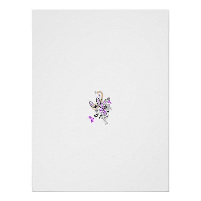 Poster Vecteur de tatouage fée papillon - Art Floral Vint (Devant)