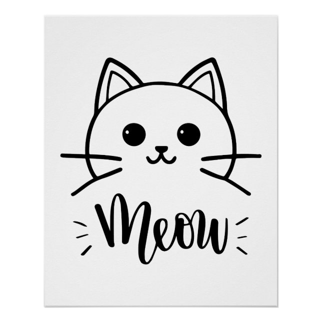Poster Vector funny cartoon cat. Print for t-shirt, Cat (Devant)