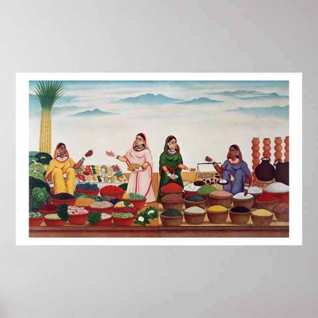 Poster Vegetable and Spice Market at Benares, c.1840 (gou (Devant)