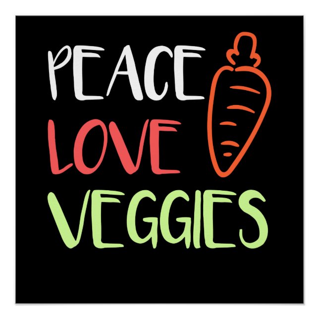Poster Végétalien - Paix Amour Légumes (Devant)