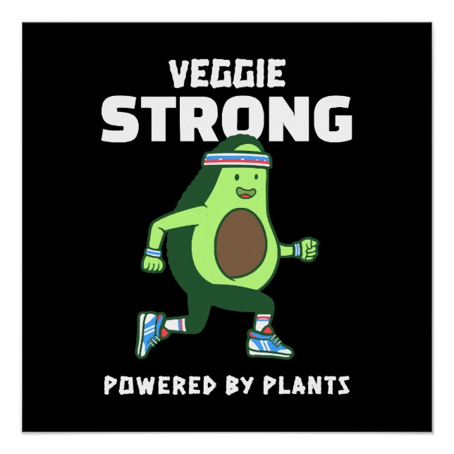 Poster Veggie Strong, Alimenté par les plantes (Devant)