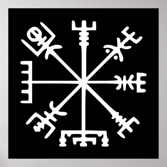 Poster Vegvísir (Boussole Viking) (Devant)
