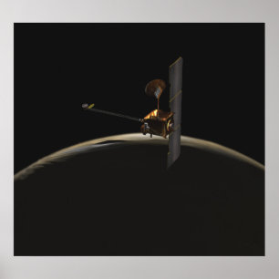 Poster Véhicule spatial Mars Odyssey au-dessus du lever d