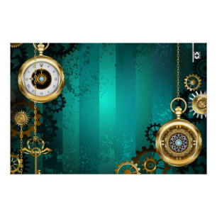 Poster Veille bijoux Steampunk sur un Arrière - plan vert