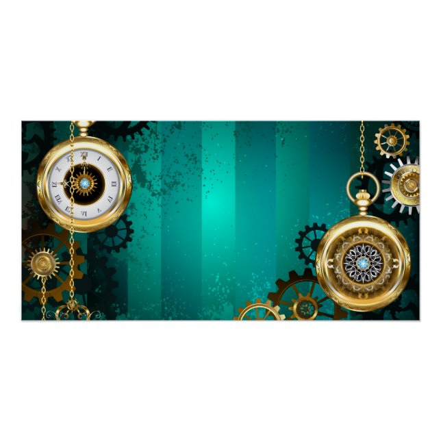 Poster Veille bijoux Steampunk sur un Arrière - plan vert (Devant)