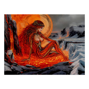 Poster "Veines du Volcan" - Portrait de femme volcanique