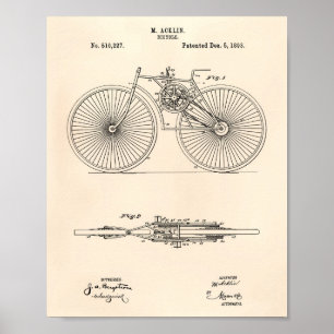 Poster Vélo 1893 Brevet Art Vieux Poivre