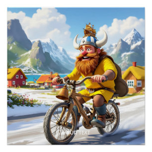 Poster Vélo Viking Village Imaginaire mignon