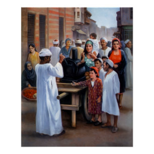 Poster Vendeur de patates douces égyptien traditionnel Vi