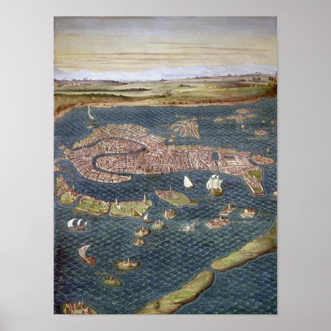 POSTER VENICE : MAP, 16TH CENTURY (Devant)