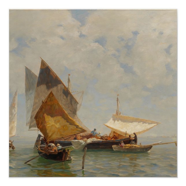 Poster Venise, bateau de pêche dans la lagune (1889) (Devant)