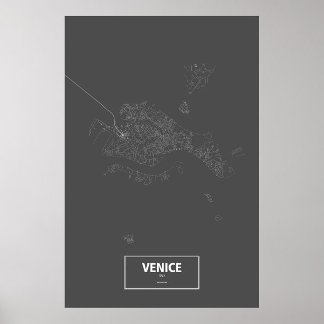 Poster Venise (île), Italie (blanc sur noir) (Devant)