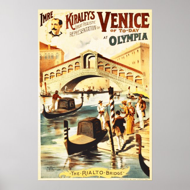 Poster Venise vintage d'aujourd'hui, pont du Rialto (Devant)