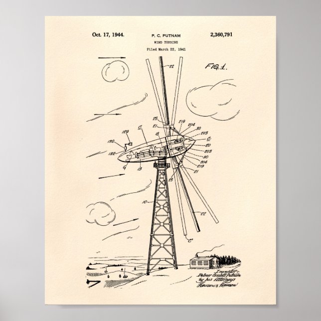 Poster Vent Turbine 1944 Brevet Art Vieux Poivre (Devant)
