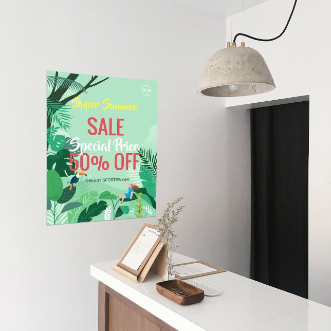 Poster vente estivale de forêt tropicale sur mesure Annon (custom Tropical Forest Summer Sale Business Ads Poster)