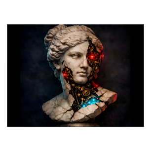Poster Vénus mécanique : Art de statue cyberpunk