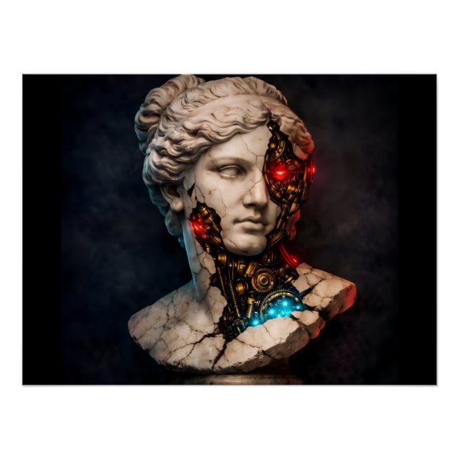 Poster Vénus mécanique : Art de statue cyberpunk (Devant)