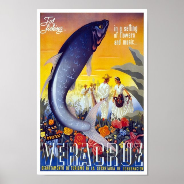 Poster Veracruz Vintage voyage du Mexique (Devant)