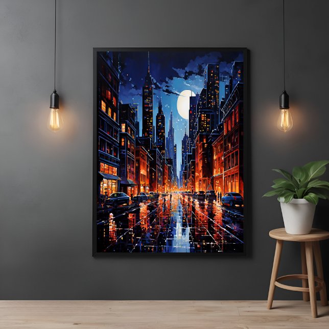 Poster Véritable paysage urbain de nuit (Créateur téléchargé)