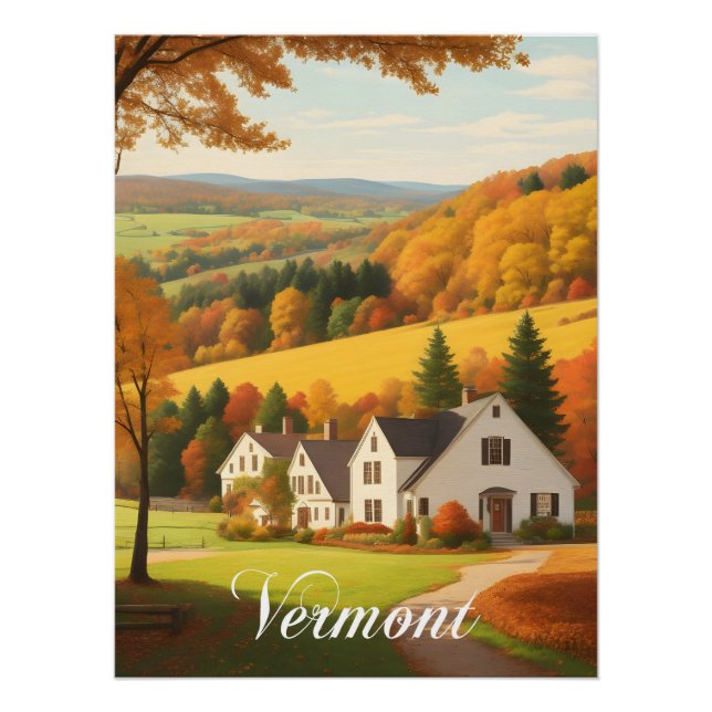 Poster Vermont USA Autumn Scene (Devant)