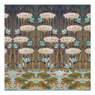 Poster Verneuil Dragonfly Water Lily Art Nouveau : Vintag