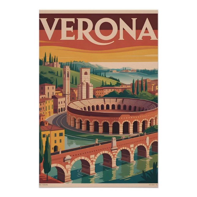 Poster Vérone Italie vintage (Devant)