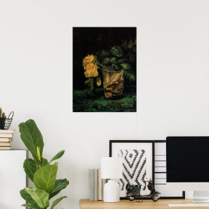 Poster Verre avec des roses par Vincent van Gogh