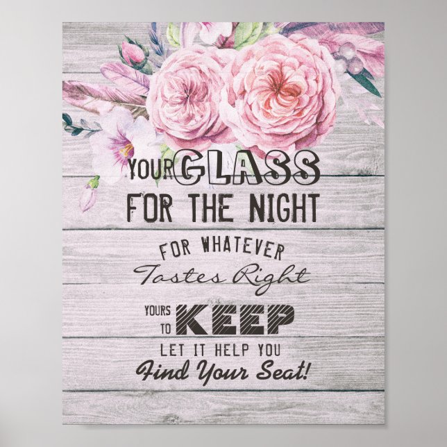 Poster Verre mariage Pour La Nuit Trouvez Votre Siège (Devant)