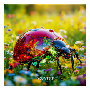 Poster Verre poli coccinelle mignonne fantastique