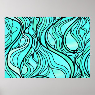 Poster Verre turquoise Abstrait
