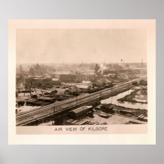 Poster Vers 1931 Vue aérienne de Kilgore, Texas (Devant)