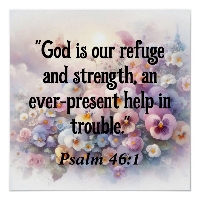 Poster Verset biblique Psaumes typographie aquarelle flor (Devant)