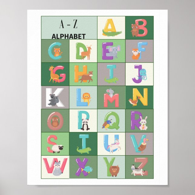 Poster vert Alphabet pour la salle de soins infirm (Devant)