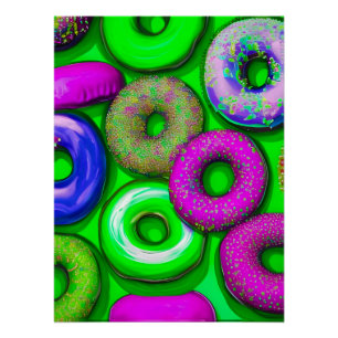 Poster Vert beignets colorés