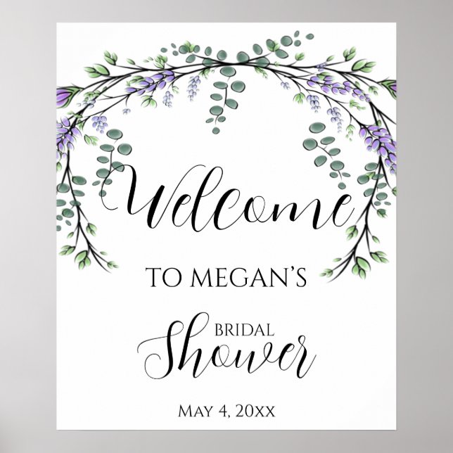 Poster vert de lavande eucalyptus boho (Devant)