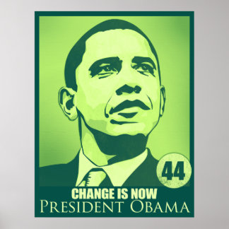 Poster vert du président Obama, le changement est