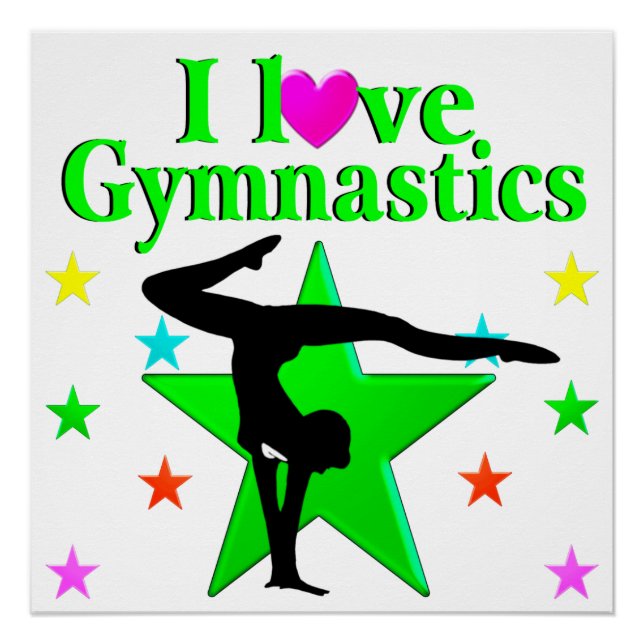 POSTER VERT GLITZY J'AIME LE DESIGN GYMNASTIQUE (Devant)
