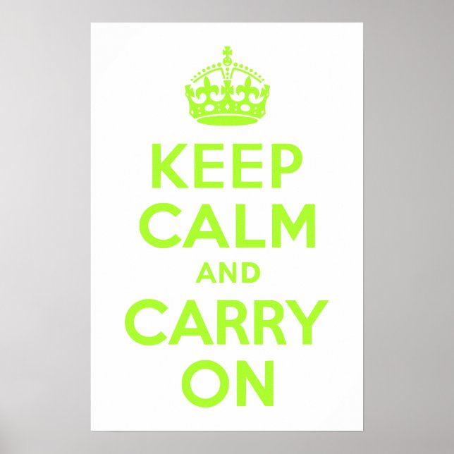 Poster Vert Jaune Gardez le calme et continuer (Devant)
