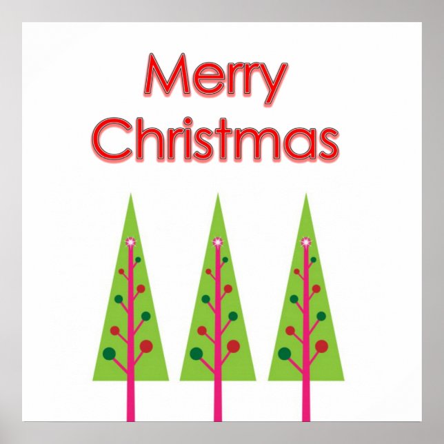 Poster vert Joyeux Arbres de Noël (Devant)