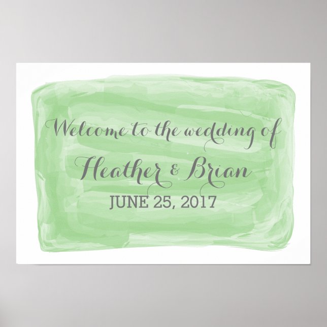Poster vert Mariage aquarelle (Devant)