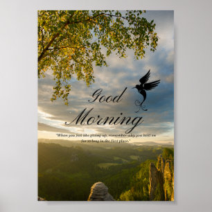 Poster vert moderne Good Morning