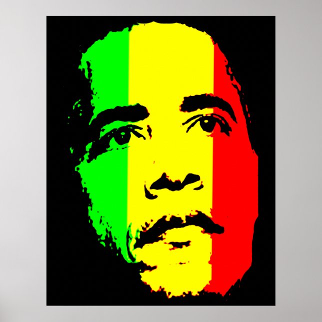 Poster vert or et rouge face d'Obama (Devant)