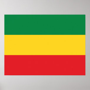 Poster Vert, or (jaune) et drapeau de couleurs rouges