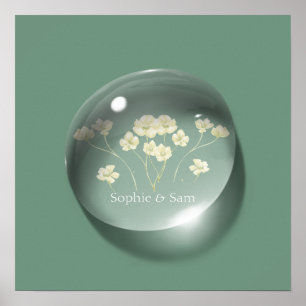 Poster vert personnalisé Art moderne Flower Waterd