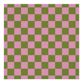 Poster Vert rose À damiers En vichy Motif
