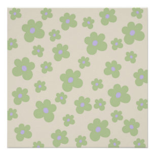 Poster Vert Y2K Gras Fleur sauvage Vibrant Printemps Art