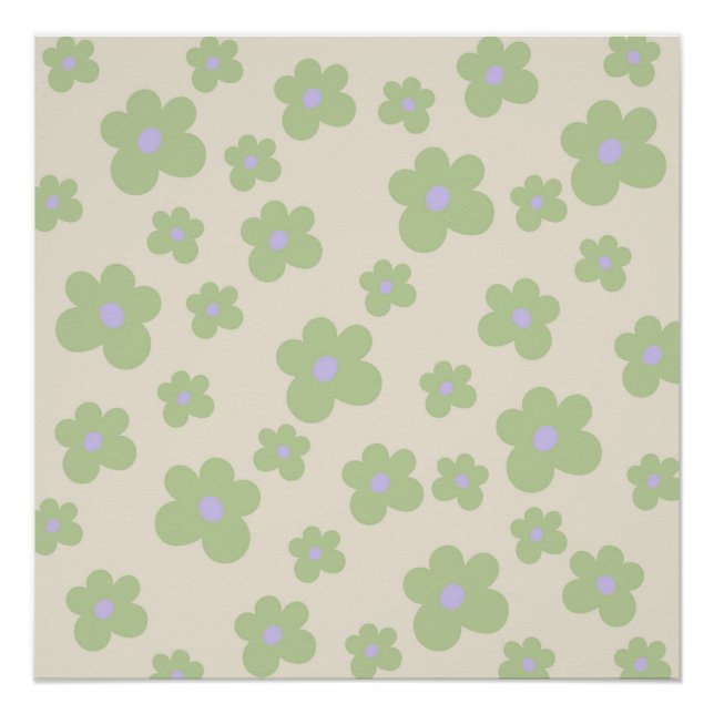Poster Vert Y2K Gras Fleur sauvage Vibrant Printemps Art (Devant)